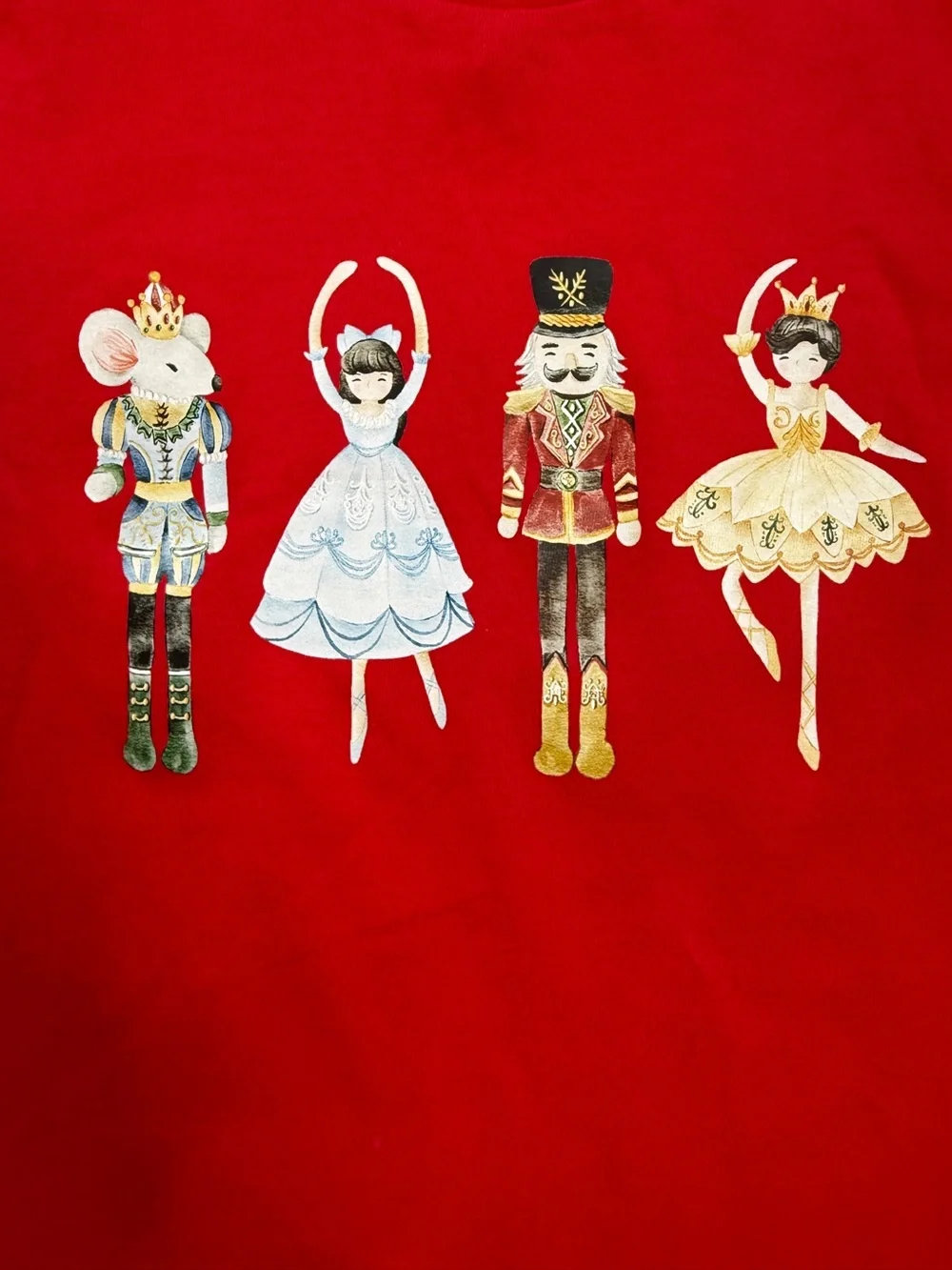 Nutcracker Girls Sugar Plum Mouse King Ballerina Christmas Graphic Tee 10-12